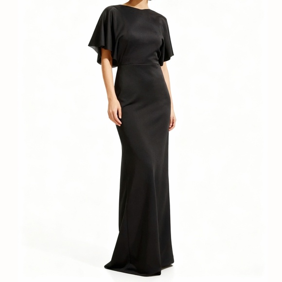 Black Halo Eve by Laurel Berman  - Ilaria Cape-Sleeve Column Gown - Picture 1 of 14